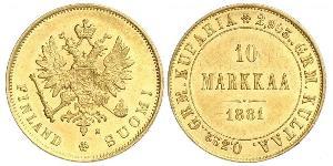 10 Mark Finnland (1917 - ) / Russisches Reich (1720-1917) Gold Alejandro III (1845 -1894)