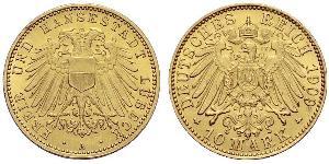 10 Mark Free City of Lübeck Gold 