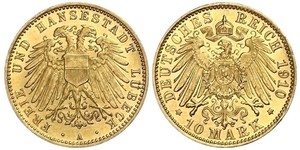 10 Mark Free City of Lübeck Gold 