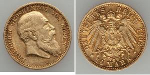 10 Mark Grand Duchy of Baden (1806-1918) Gold Frederick I, Grand Duke of Baden (1826 - 1907)