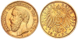 10 Mark Grand Duchy of Baden (1806-1918) Gold Friedrich I. (Baden, Großherzog) (1826 - 1907)