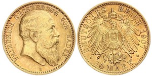 10 Mark Grand Duchy of Baden (1806-1918) Gold Frederick I, Grand Duke of Baden (1826 - 1907)