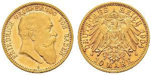 10 Mark Grand Duchy of Baden (1806-1918) Gold Frederick I, Grand Duke of Baden (1826 - 1907)
