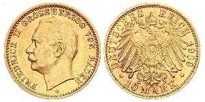 10 Mark Grand Duchy of Baden (1806-1918) Gold Friedrich II. (Baden, Großherzog) (1857 - 1928)