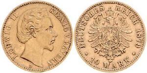 10 Mark Kingdom of Bavaria (1806 - 1918) Gold Ludwig II of Bavaria (1845 – 1886)