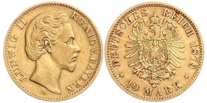 10 Mark Kingdom of Bavaria (1806 - 1918) Gold Ludwig II of Bavaria (1845 – 1886)