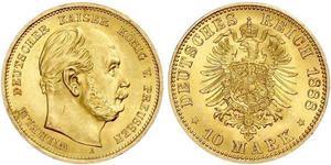 10 Mark Kingdom of Prussia (1701-1918) Gold Wilhelm I, German Emperor (1797-1888)