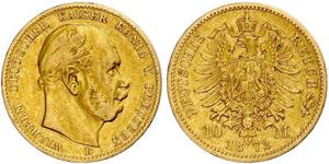 10 Mark Kingdom of Prussia (1701-1918) Gold Wilhelm I, German Emperor (1797-1888)