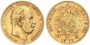 10 Mark Kingdom of Prussia (1701-1918) Gold Wilhelm I, German Emperor (1797-1888)