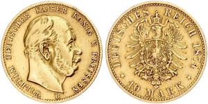 10 Mark Kingdom of Prussia (1701-1918) Gold Wilhelm I, German Emperor (1797-1888)