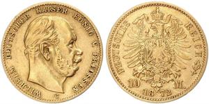 10 Mark Kingdom of Prussia (1701-1918) Gold Wilhelm I, German Emperor (1797-1888)