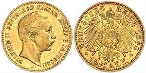 10 Mark Kingdom of Prussia (1701-1918) Gold Wilhelm II, German Emperor (1859-1941)