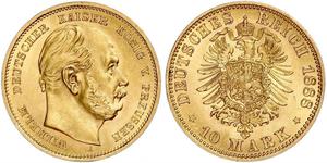 10 Mark Kingdom of Prussia (1701-1918) Gold Wilhelm I, German Emperor (1797-1888)