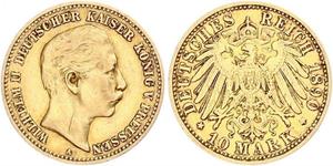 10 Mark Kingdom of Prussia (1701-1918) Gold Wilhelm II, German Emperor (1859-1941)