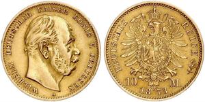 10 Mark Kingdom of Prussia (1701-1918) Gold Wilhelm I, German Emperor (1797-1888)