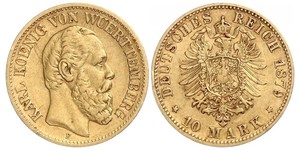 10 Mark Kingdom of Württemberg (1806-1918) Gold Charles I of Württemberg