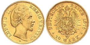 10 Mark Königreich Bayern (1806 - 1918) Gold Ludwig II. (Bayern)(1845 – 1886)