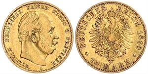 10 Mark Königreich Preußen (1701-1918) Gold Wilhelm I, German Emperor (1797-1888)