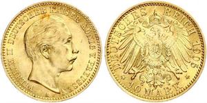 10 Mark Königreich Preußen (1701-1918) Gold Wilhelm II, German Emperor (1859-1941)