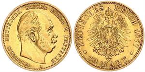 10 Mark Königreich Preußen (1701-1918) Gold Wilhelm I, German Emperor (1797-1888)