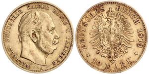 10 Mark Königreich Preußen (1701-1918) Gold Wilhelm I, German Emperor (1797-1888)