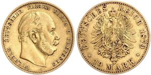 10 Mark Königreich Preußen (1701-1918) Gold Wilhelm I, German Emperor (1797-1888)
