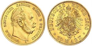 10 Mark Königreich Preußen (1701-1918) Gold Wilhelm I, German Emperor (1797-1888)