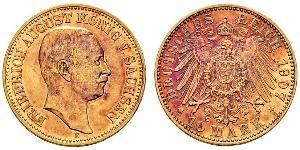 10 Mark Königreich Sachsen (1806 - 1918) Gold Friedrich August III. (Sachsen) (1865-1932)
