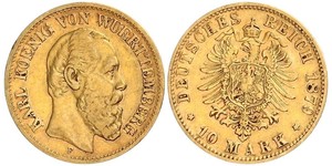 10 Mark Königreich Württemberg (1806-1918) Gold Karl (Württemberg)