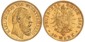10 Mark Königreich Württemberg (1806-1918) Gold Karl (Württemberg)