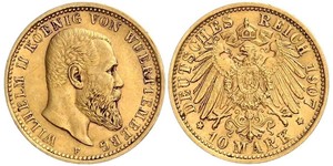 10 Mark Empire allemand (1871-1918) Or Wilhelm II, German Emperor (1859-1941)