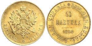 10 Mark Finlande (1917 - ) / Empire russe (1720-1917) Or Alexandre III (1845 -1894)