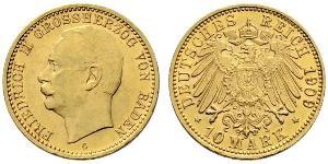 10 Mark Grand-duché de Bade (1806-1918) Or Frédéric II de Bade (1857-1928) (1857 - 1928)