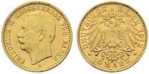 10 Mark Grand-duché de Bade (1806-1918) Or Frédéric II de Bade (1857-1928) (1857 - 1928)