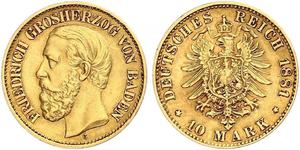 10 Mark Grand-duché de Bade (1806-1918) Or Frédéric Ier de Bade (1826-1907) (1826 - 1907)