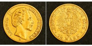 10 Mark Royaume de Bavière (1806 - 1918) Or Louis II de Bavière (1845-1886)(1845 – 1886)