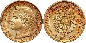 10 Mark Royaume de Bavière (1806 - 1918) Or Othon Ier de Bavière(1848 – 1916)