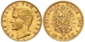 10 Mark Royaume de Bavière (1806 - 1918) Or Othon Ier de Bavière(1848 – 1916)