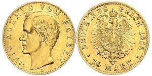 10 Mark Royaume de Bavière (1806 - 1918) Or Othon Ier de Bavière(1848 – 1916)