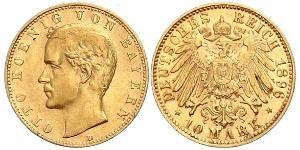 10 Mark Royaume de Bavière (1806 - 1918) Or Othon Ier de Bavière(1848 – 1916)