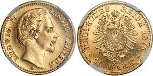 10 Mark Royaume de Bavière (1806 - 1918) Or Louis II de Bavière (1845-1886)(1845 – 1886)