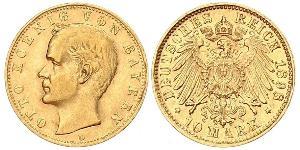 10 Mark Royaume de Bavière (1806 - 1918) Or Othon Ier de Bavière(1848 – 1916)