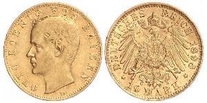 10 Mark Royaume de Bavière (1806 - 1918) Or Othon Ier de Bavière(1848 – 1916)
