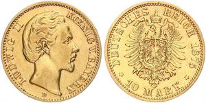 10 Mark Royaume de Bavière (1806 - 1918) Or Louis II de Bavière (1845-1886)(1845 – 1886)