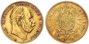 10 Mark Royaume de Prusse (1701-1918) Or Wilhelm I, German Emperor (1797-1888)