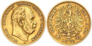 10 Mark Royaume de Prusse (1701-1918) Or Wilhelm I, German Emperor (1797-1888)