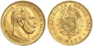 10 Mark Royaume de Prusse (1701-1918) Or Wilhelm I, German Emperor (1797-1888)