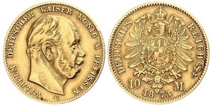 10 Mark Royaume de Prusse (1701-1918) Or Wilhelm I, German Emperor (1797-1888)
