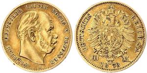 10 Mark Royaume de Prusse (1701-1918) Or Wilhelm I, German Emperor (1797-1888)