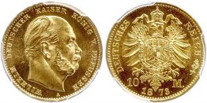 10 Mark Royaume de Prusse (1701-1918) Or Wilhelm I, German Emperor (1797-1888)